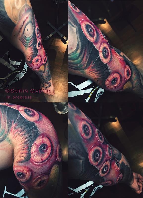 Sorin Gabor At Sugar City Tattoo Tattoos Sleeves Realistic Color Octopus Tattoo Sleeve 
